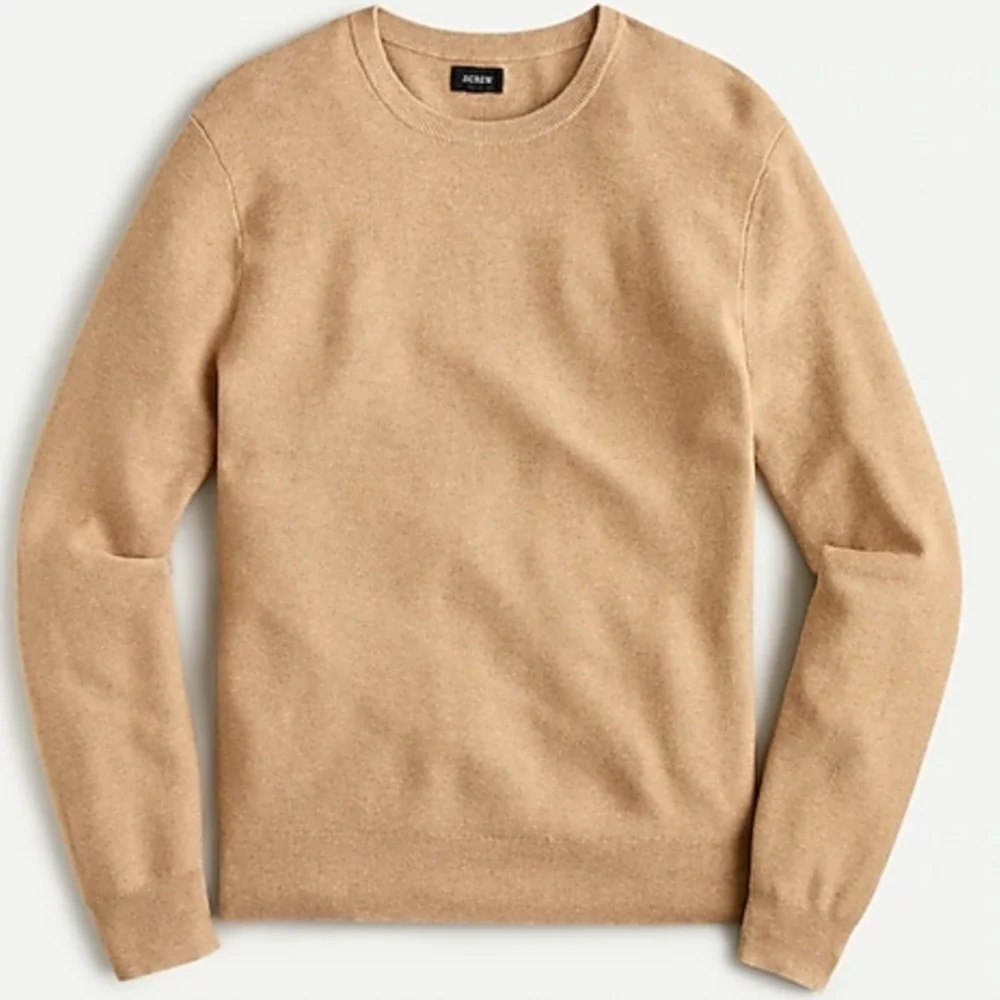 J. Crew Cotton Garter Stitch Crewneck Sweater Tan L